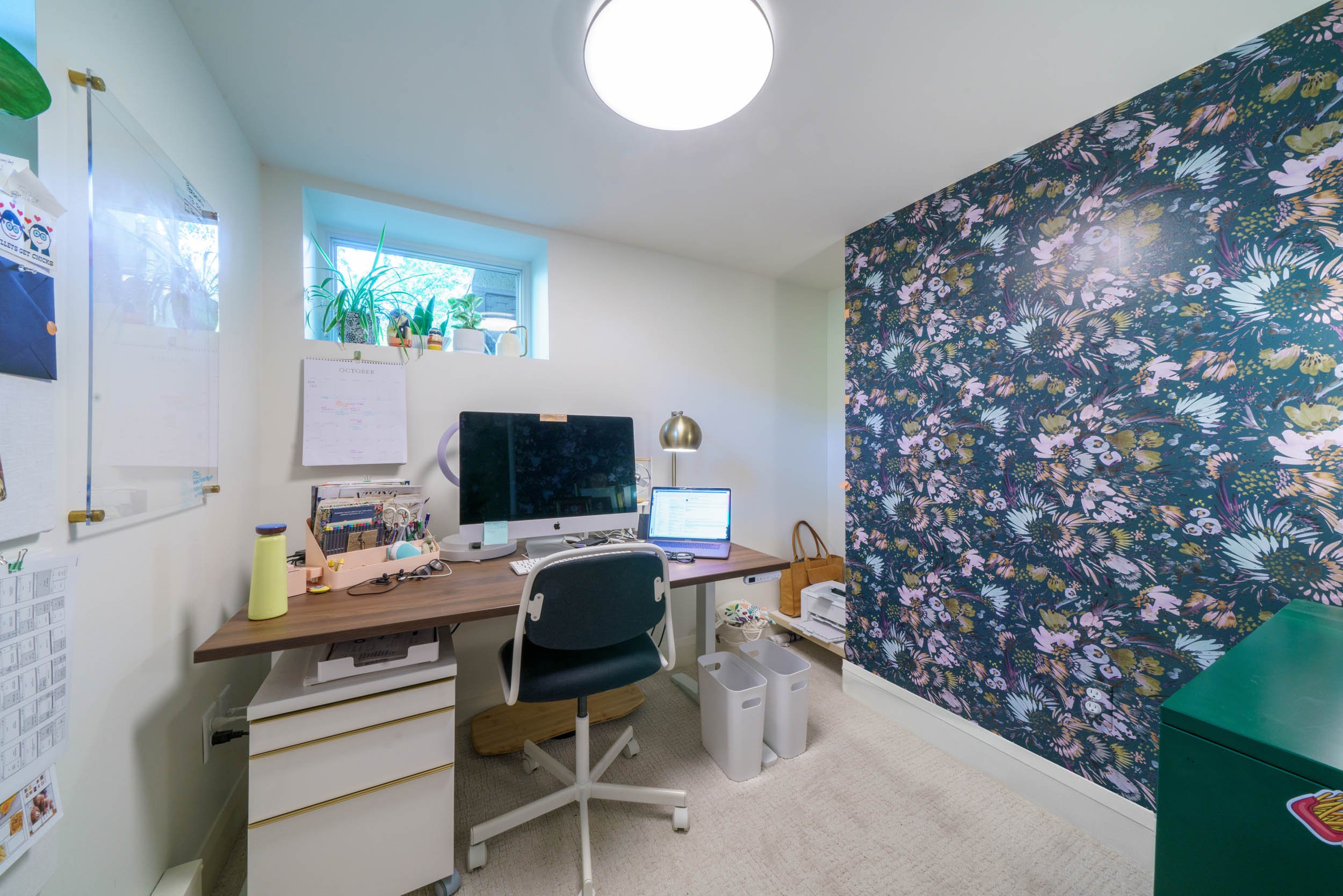 Colorful Cooper Basement and Bathroom