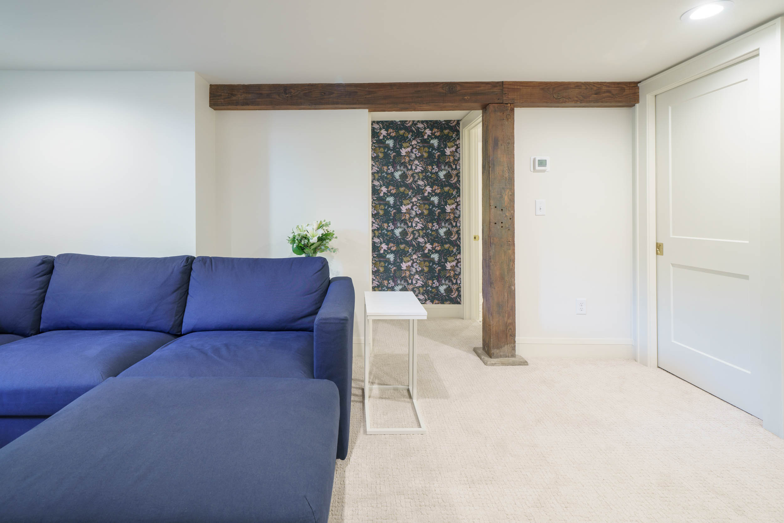 Colorful Cooper Basement and Bathroom